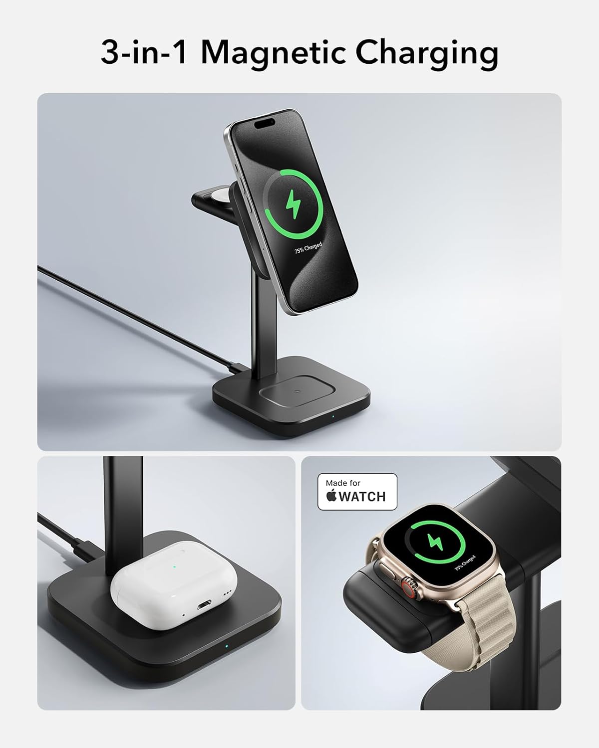  ESR Qi2 3-in-1 Charger Stand Designed for Magsafe